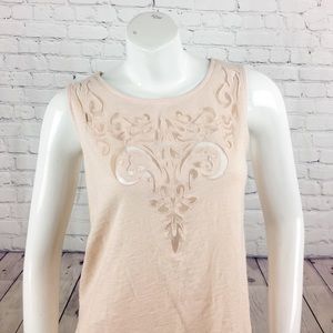 Sleeveless Peach Filigree Top